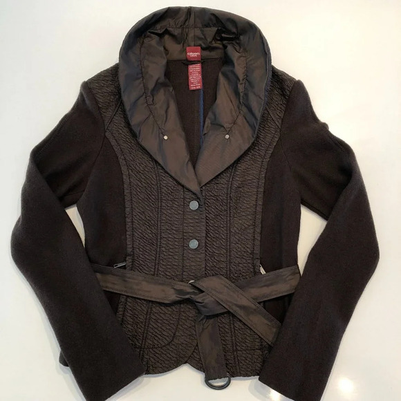 Sigrid Olsen Europe High Collar Sweater Jacket w Snap Front in Brown Size 2 - Picture 1 of 15